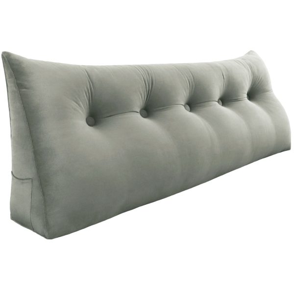 Buttoned Wedge Pillow Cushion Velvet Fabric Brown - Image 10