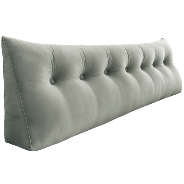 Buttoned Wedge Pillow Cushion Velvet Fabric Brown - Image 12