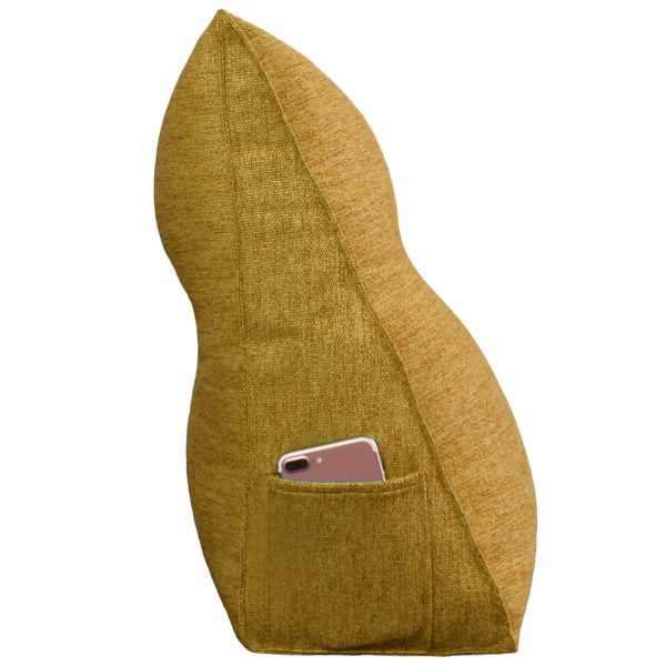 Buttoned Wedge Pillow Cushion Polyester And Linen Blend Fabric Yellow - Image 8