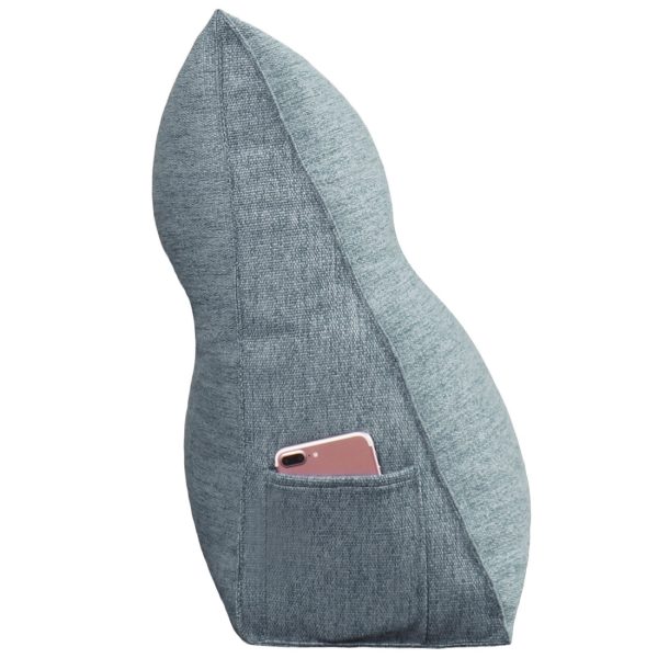 Buttoned Wedge Pillow Cushion Polyester And Linen Blend Fabric Gray - Image 9