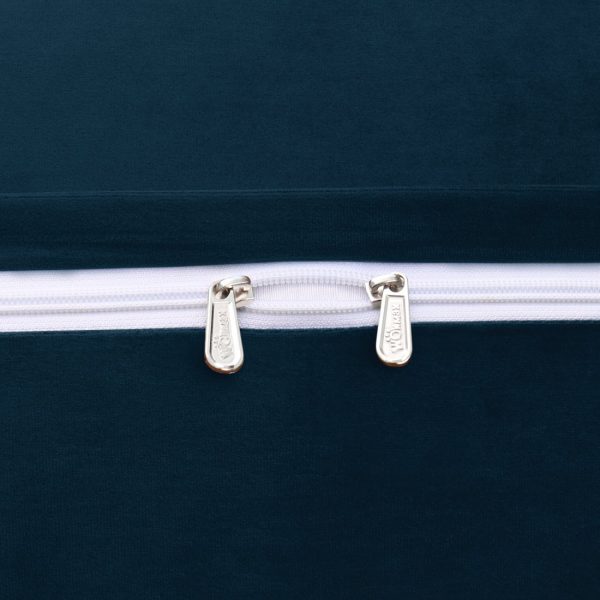Buttoned Wedge Pillow Cushion Velvet Fabric Blue - Image 12