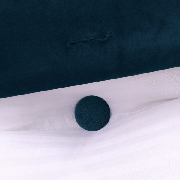 Buttoned Wedge Pillow Cushion Velvet Fabric Blue - Image 13
