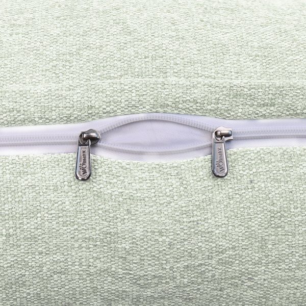 Buttoned Wedge Pillow Cushion Polyester And Linen Blend Fabric White - Image 7