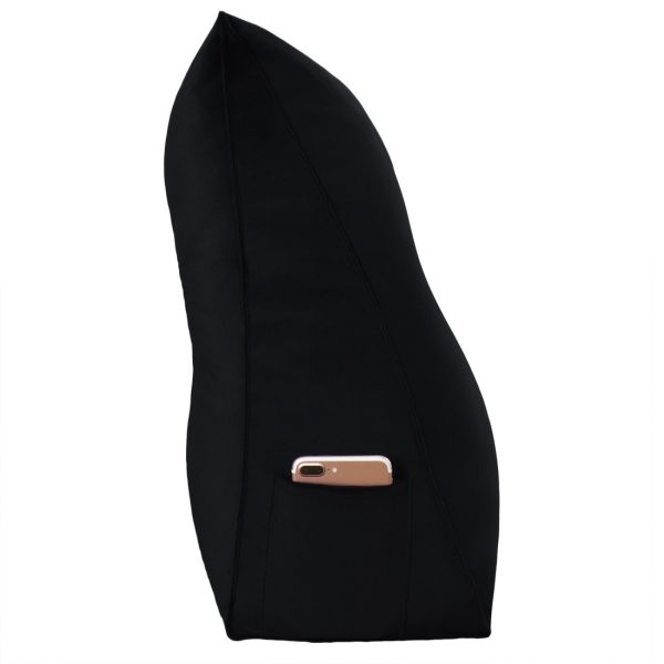 Buttoned Wedge Pillow Cushion Velvet Fabric Black - Image 14