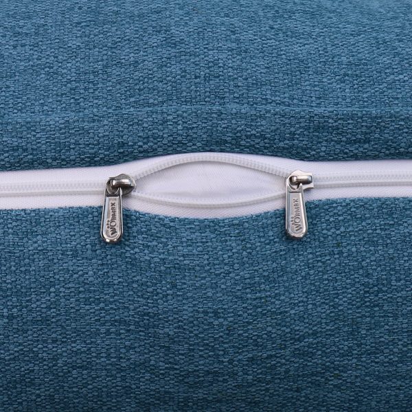 Buttoned Wedge Pillow Cushion Polyester And Linen Blend Fabric Blue - Image 8