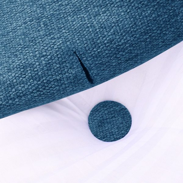 Buttoned Wedge Pillow Cushion Polyester And Linen Blend Fabric Blue - Image 9
