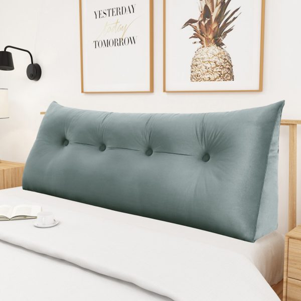 Buttoned Wedge Pillow Cushion Velvet Fabric Gray - Image 5