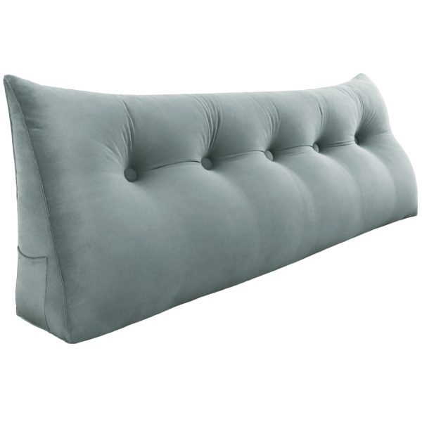 Buttoned Wedge Pillow Cushion Velvet Fabric Gray - Image 13
