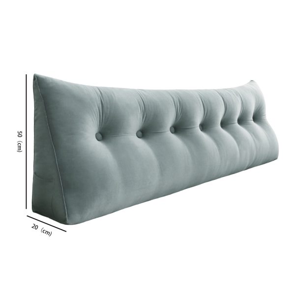 Buttoned Wedge Pillow Cushion Velvet Fabric Gray - Image 15