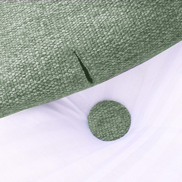 Buttoned Wedge Pillow Cushion Polyester And Linen Blend Fabric Green - Image 6