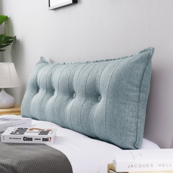 Buttoned Body Pillow Cushion Polyester And Linen Blend Fabric Gray - Image 10