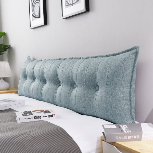 Buttoned Body Pillow Cushion Polyester And Linen Blend Fabric Gray - Image 11