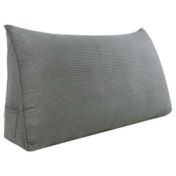 Wedge Pillow Cushion Corduroy Fabric Gray