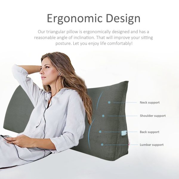 Wedge Pillow Cushion Corduroy Fabric Gray - Image 7