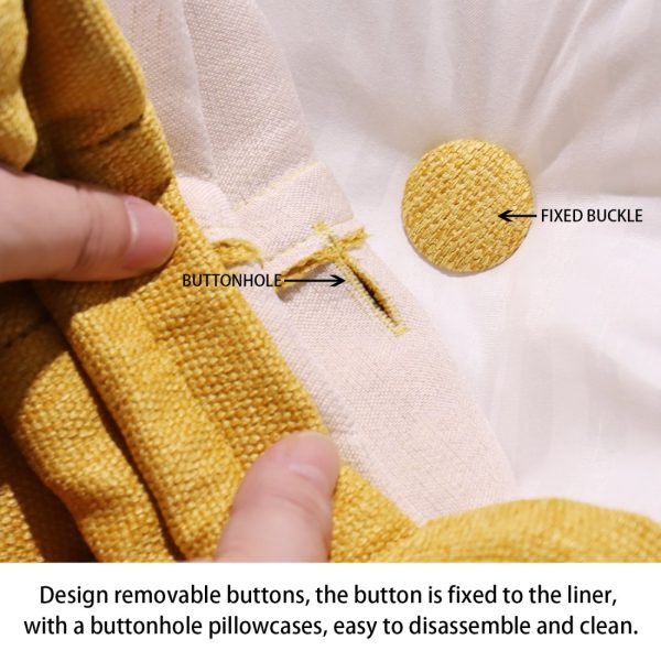 Buttoned Body Pillow Cushion Polyester And Linen Blend Fabric Yellow - Image 10