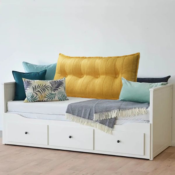 Buttoned Body Pillow Cushion Polyester And Linen Blend Fabric Yellow - Image 5