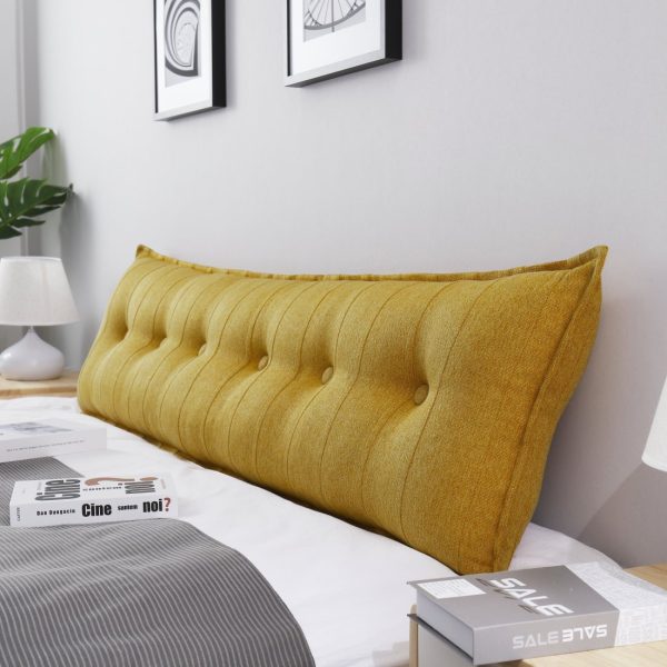 Buttoned Body Pillow Cushion Polyester And Linen Blend Fabric Yellow - Image 14