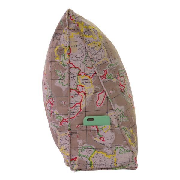 Reading Pillow Cushion Cotton Canvas Fabric Camel-colored Map - Image 8