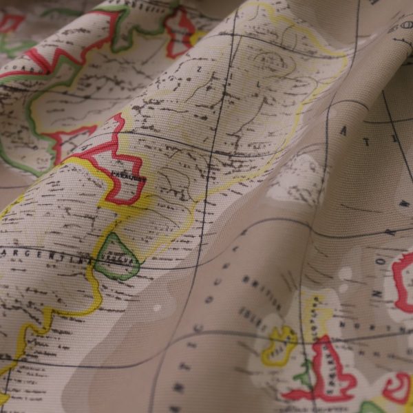 Reading Pillow Cushion Cotton Canvas Fabric Camel-colored Map - Image 5