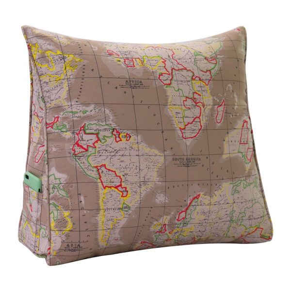 Reading Pillow Cushion Cotton Canvas Fabric Camel-colored Map - Image 6