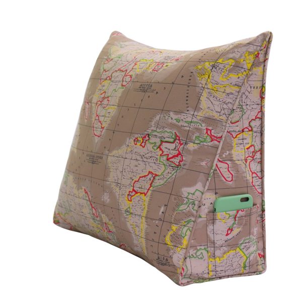 Reading Pillow Cushion Cotton Canvas Fabric Camel-colored Map - Image 7