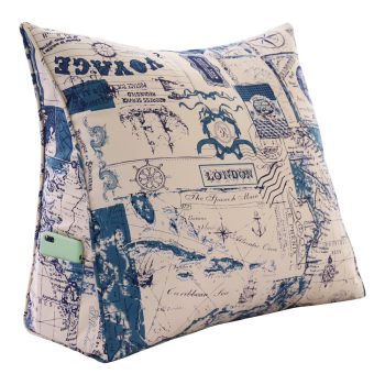 Reading Pillow Cushion Cotton Canvas Fabric Nautical Chart