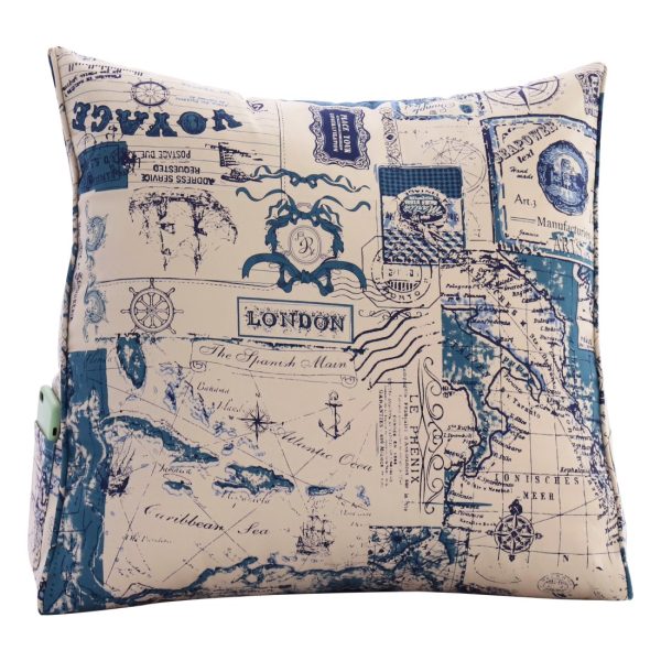 Reading Pillow Cushion Cotton Canvas Fabric Nautical Chart - Image 4