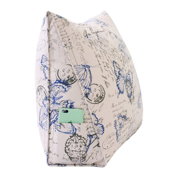 Reading Pillow Cushion Cotton Canvas Fabric Blue Butterfly - Image 6