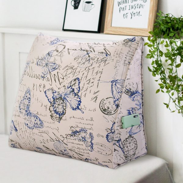 Reading Pillow Cushion Cotton Canvas Fabric Blue Butterfly - Image 3