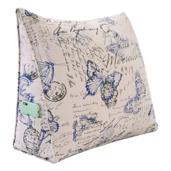 Reading Pillow Cushion Cotton Canvas Fabric Blue Butterfly