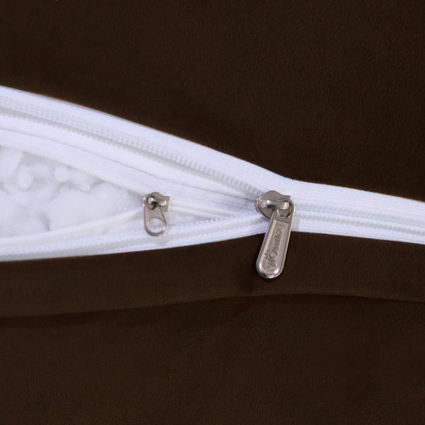 Detachable Neck Roll Reading Pillow Cushion Velvet Fabric Coffee Color - Image 10