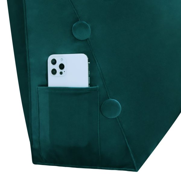 Detachable Neck Roll Reading Pillow Cushion Velvet Fabric Cyan - Image 8