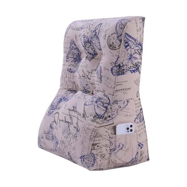 Buttoned Reading Pillow Cushion Cotton Canvas Fabric Blue Butterfly - Image 5