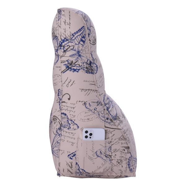 Buttoned Reading Pillow Cushion Cotton Canvas Fabric Blue Butterfly - Image 6
