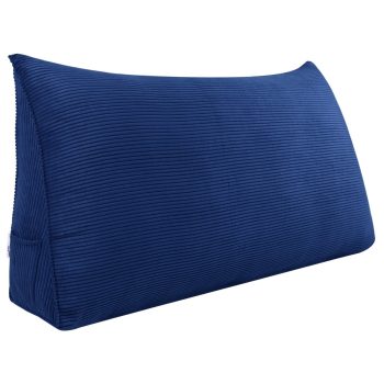 Wedge Pillow Cushion Corduroy Fabric Blue