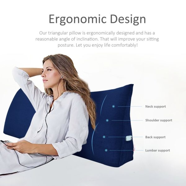 Wedge Pillow Cushion Corduroy Fabric Blue - Image 7