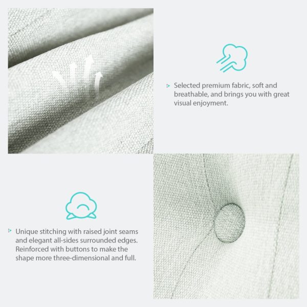 Buttoned Body Pillow Cushion Polyester And Linen Blend Fabric White - Image 3