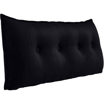 Buttoned Body Pillow Cushion Velvet Fabric Black