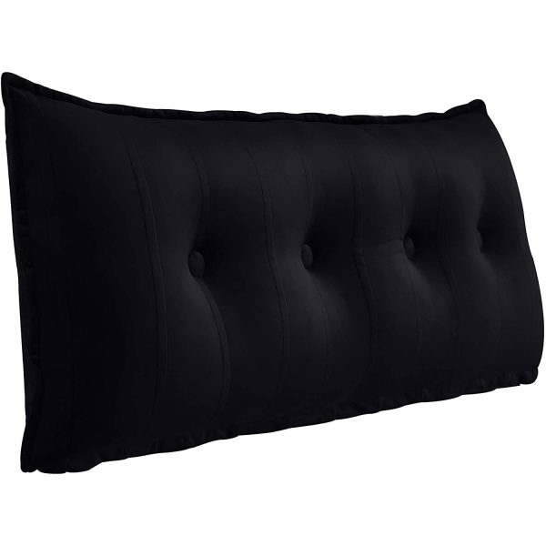 Buttoned Body Pillow Cushion Velvet Fabric Black