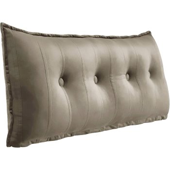 Buttoned Body Pillow Cushion Velvet Fabric Brown