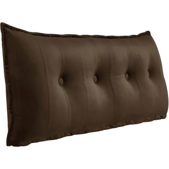 Buttoned Body Pillow Cushion Velvet Fabric Coffee Color