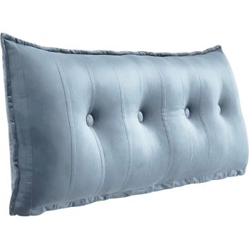 Buttoned Body Pillow Cushion Velvet Fabric Gray