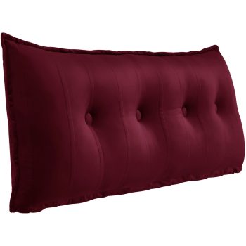 Buttoned Body Pillow Cushion Velvet Fabric Red