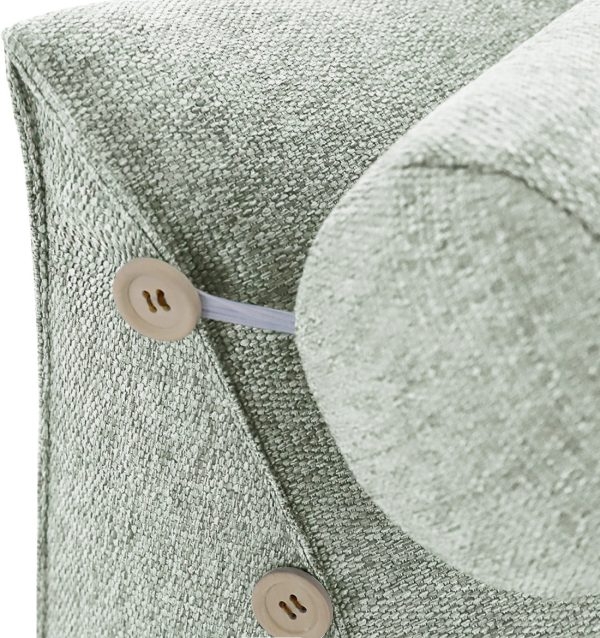 Detachable Neck Roll Reading Pillow Cushion Polyester And Linen Blend Fabric White - Image 9