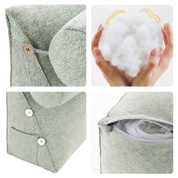Detachable Neck Roll Reading Pillow Cushion Polyester And Linen Blend Fabric White - Image 8