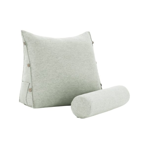 Detachable Neck Roll Reading Pillow Cushion Polyester And Linen Blend Fabric White - Image 7