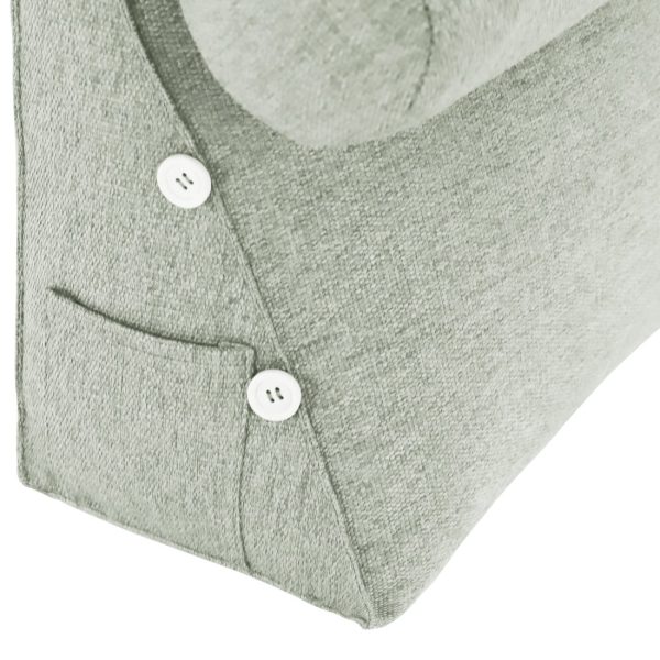 Detachable Neck Roll Reading Pillow Cushion Polyester And Linen Blend Fabric White - Image 10
