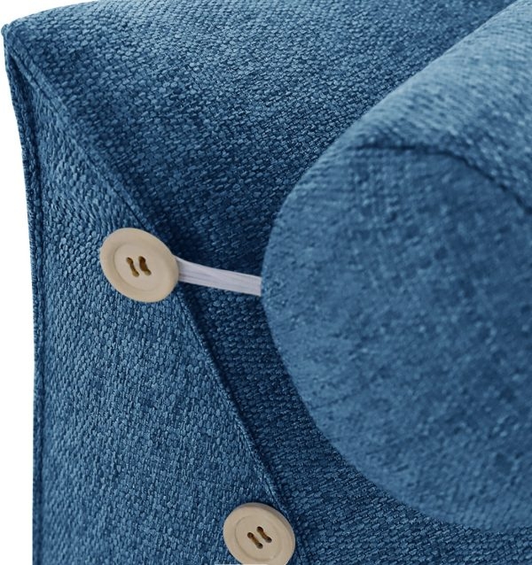 Detachable Neck Roll Reading Pillow Cushion Polyester And Linen Blend Fabric Blue - Image 11