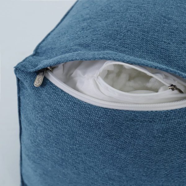 Detachable Neck Roll Reading Pillow Cushion Polyester And Linen Blend Fabric Blue - Image 9