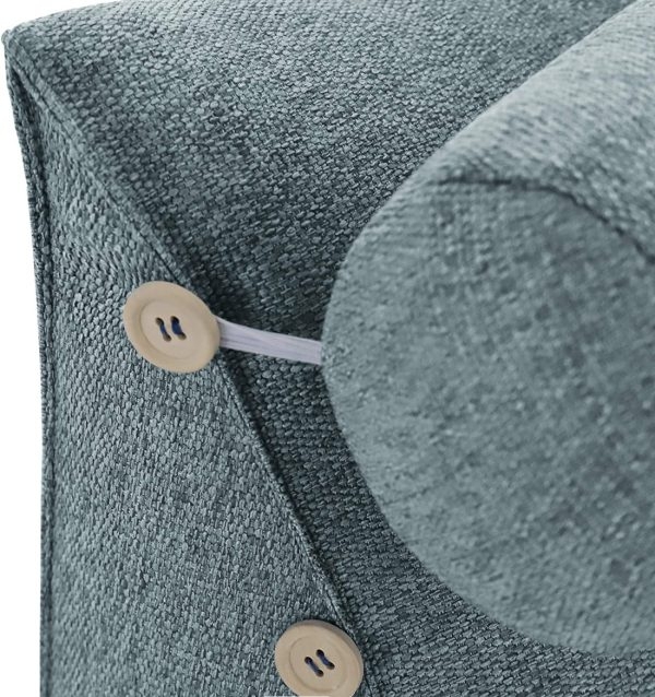 Detachable Neck Roll Reading Pillow Cushion Polyester And Linen Blend Fabric Gray - Image 10